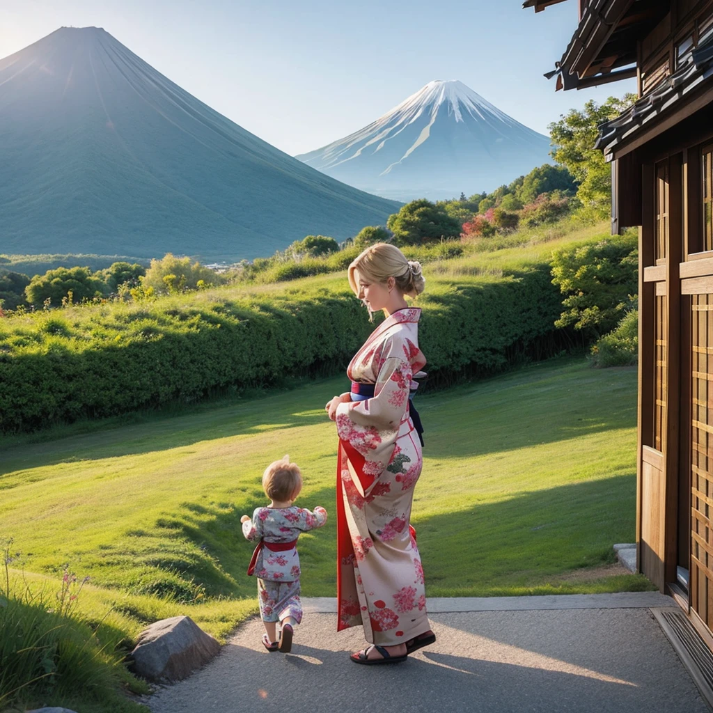 kimono,Family of 4 people,Blonde,Panorama Niseko,American