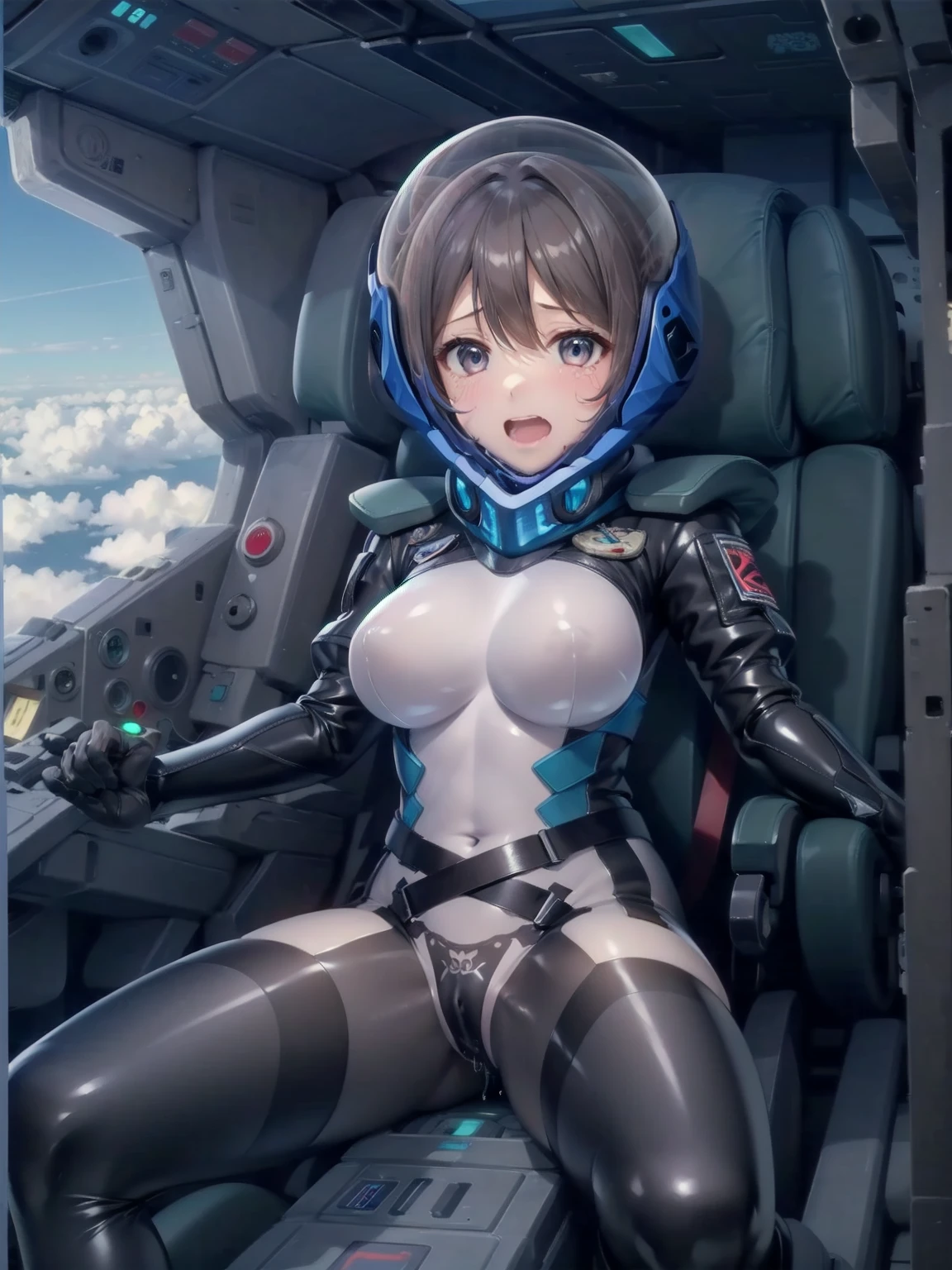 pilot uniform in an airport cockpit, 1girl, tentacles, scared, crying), dripping , tentacles consensual, looking at the viewer, ,, masterpiece, best quality, highly detailed eva helmet, spacesuit, astronaut), medim hair, bubble helmet , anime style, tentacle sex fellowlatio Suspension double penetration, sex, ahegao, torn clothes, tentacles around the chest,,,(spacesuit: 1.15) , white cargo pants, astronaut ), ((Female pilot in the cockpit of a reconnaissance plane), (airplane cockpit), (in flight), (10000 feet altitude)、(sky view):1.7), 