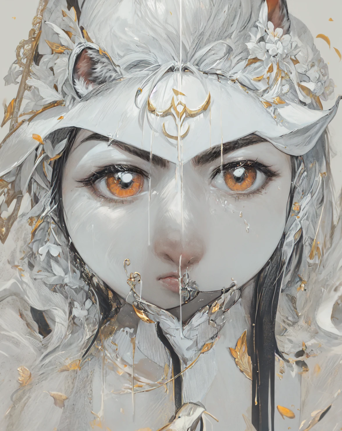 Ahri, Ahri_(league_of_legends), 1 girl, absurdities, animal_ears, negro_hair, separate_sleeves, to distribute, facial_Brand, zorro_ears, zorro_cola, thousand_above, High resolution, league_of_legends, long_hair, traje of esquiar, magic, multiple_colas, white_colas, orange_eyes, separate_Lips, Alone, of pie, cola, full_body, brazos oftrás of la espalda
