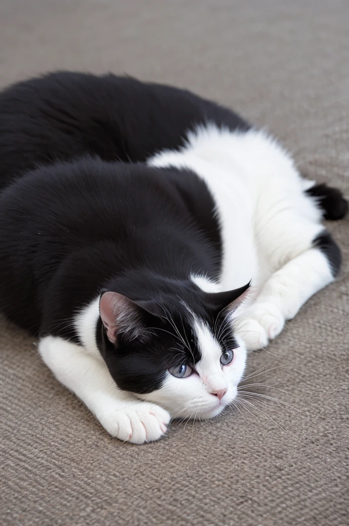 Black and white cat cute Looks sleepy