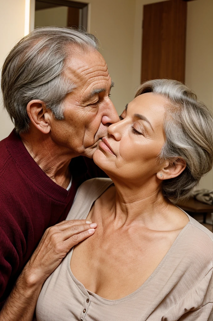 Older grandpa love, kiss older hot grandma