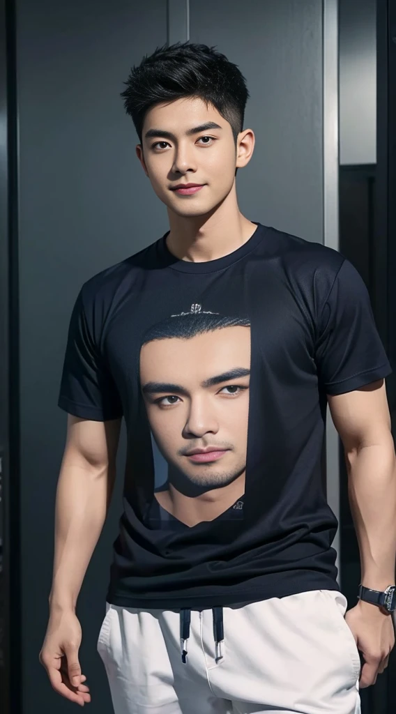 1ชายชาวเอเชียI have hair on my chest.. Aarav, who had black hair and body hair, stood and smiled., (Wear a navy T-shirt.), ปากrealistic สวยงาม, hairy person, Inspiration from Yan Juncheng, photorealistic!!!!!!! art style, smooth. digital photography, realistic. Cheng Yi, I have hair on my chest..,Inspiration from Russell, Dong Jun Lu has chest hair.., #2 Digital Photos Forever, art styleสมจริง, # 1 Digital Photo Forever, Inspiration from Zhang Han, Special eye details,Special eyebrow details. ภาพถ่ายrealistic