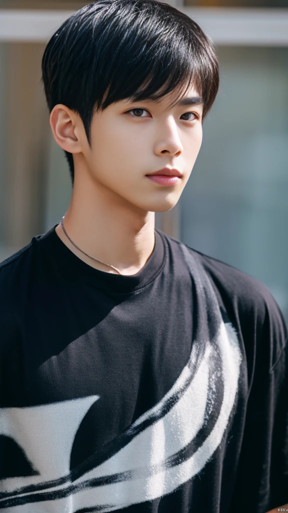 Asian alpha male wearing a black shirt looking at the camera, Shin Jinying, Kim Do-young, Paint Ulzzang, Shen Quanrui, korean men, Shin Jin Young's Aesthetics, faceเกาหลีที่น่ารัก, handsome young man'face, Jaeyong Nam, beautiful eyes、Kim Taejoon, Hyungtae, Inspiration from Jong Suk Lee, Avatar, Korean artist, Jung Jae Hyo ,(smile:1.2)