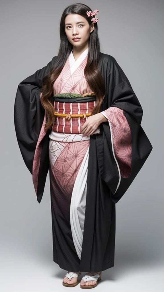 Female, moisturized skin, (pink and bright eyes), (full body: 1.4),
BREAK,
(kicking: 1.3),
BREAK,
(black grass tattoo on body: 1.3),
BREAK,
(cute kimono: 1.2), (black haori: 1.2),
BREAK,
(super long hair), (light gradient hair: 1.3), (red tips: 1.3),
BREAK,
(realistic: 1.3), (super high resolution), (highly detailed: 1.4), (full body: 1.4), (symmetrical: 1.2), (one shot),
BREAK,
(Japanese city: 1.2),
BREAK,
(Demon Slayer: 1.4), (Hirose Suzu: 1.3), (Kamado Nezuko),