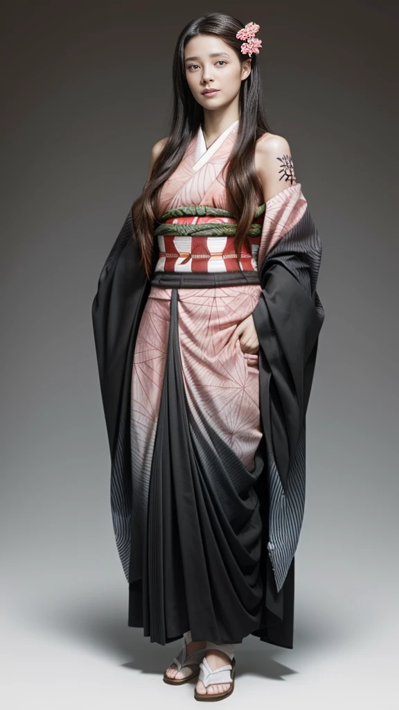 Female, moisturized skin, (pink and bright eyes), (full body: 1.4),
BREAK,
(kicking: 1.3),
BREAK,
(black grass tattoo on body: 1.3),
BREAK,
(cute kimono: 1.2), (black haori: 1.2),
BREAK,
(super long hair), (light gradient hair: 1.3), (red tips: 1.3),
BREAK,
(realistic: 1.3), (super high resolution), (highly detailed: 1.4), (full body: 1.4), (symmetrical: 1.2), (one shot),
BREAK,
(Japanese city: 1.2),
BREAK,
(Demon Slayer: 1.4), (Hirose Suzu: 1.3), (Kamado Nezuko),