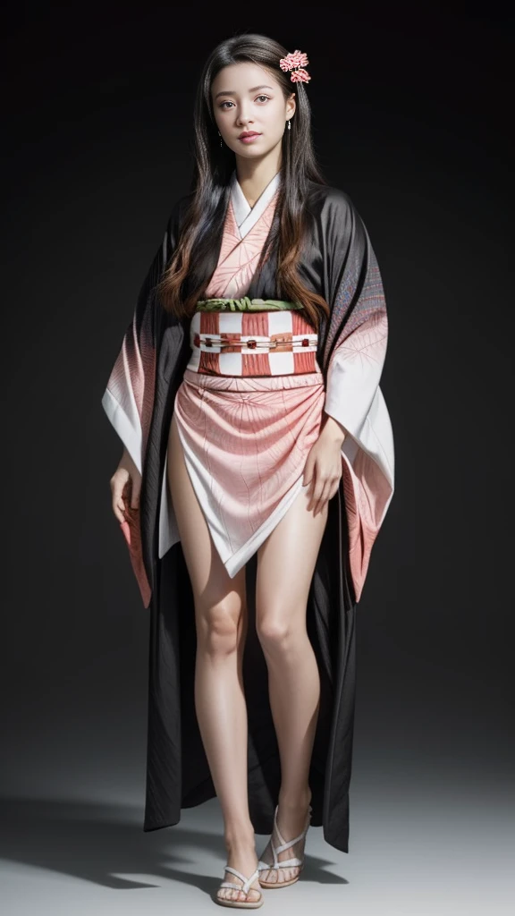 Female, moisturized skin, (pink and bright eyes), (full body: 1.4),
BREAK,
(kicking: 1.3),
BREAK,
(black grass tattoo on body: 1.3),
BREAK,
(cute kimono: 1.2), (black haori: 1.2),
BREAK,
(super long hair), (light gradient hair: 1.3), (red tips: 1.3),
BREAK,
(realistic: 1.3), (super high resolution), (highly detailed: 1.4), (full body: 1.4), (symmetrical: 1.2), (one shot),
BREAK,
(Japanese city: 1.2),
BREAK,
(Demon Slayer: 1.4), (Hirose Suzu: 1.3), (Kamado Nezuko),