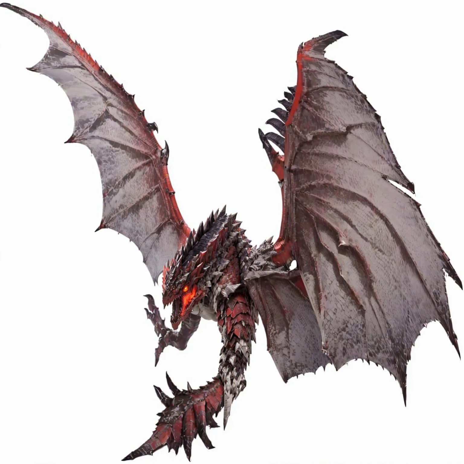 a close up of a dragon with a red head and wings, monster hunter monster, wyvern, giant kaiju dragon monster, monster hunter, hi - res, hi-res, mcfarlane, sculpted draconic features, dragon with scars, deathwing, as a badass monster hunter, drogon, d & d creature, monster hunter world, monster hunter the movie