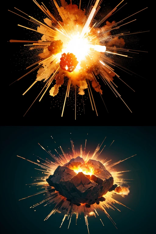 Solid color background，Explosion related icons，Make a logo
