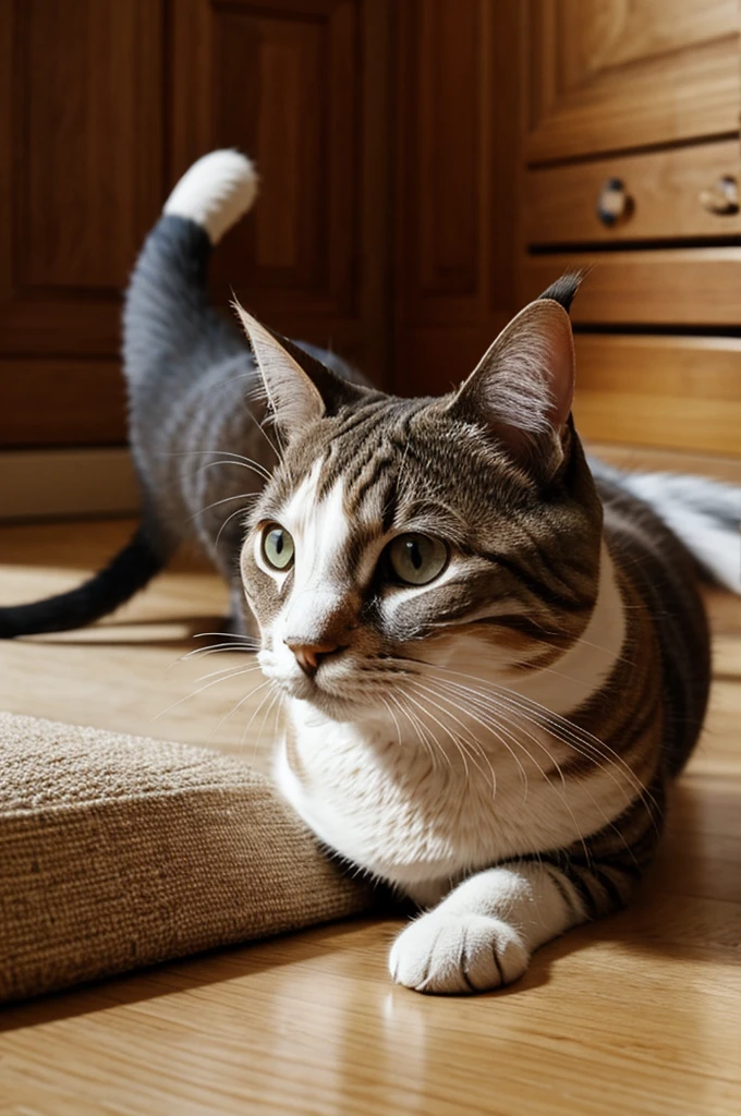 Images réelles d'un chat debout qui se tient avec sa copine