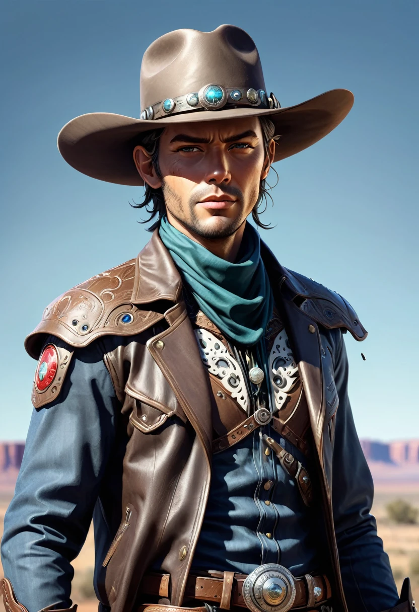 best quality, realism, wallpaper, american cowboy, wild_west, wild_west_town, solo, young, 1boy, face_focus,