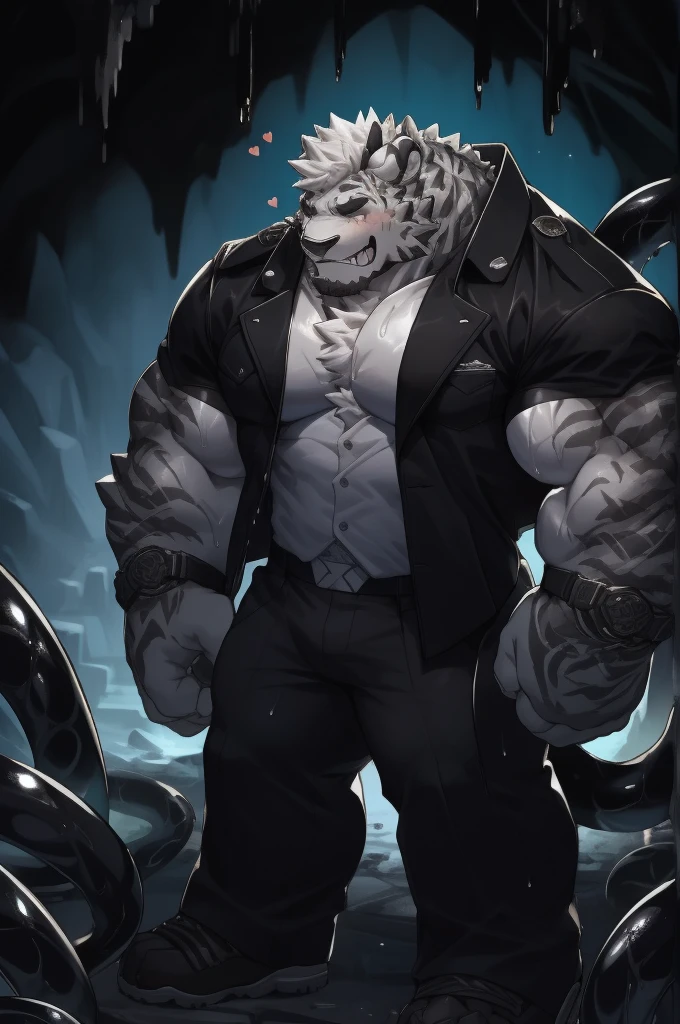 1 male, muscular male, muscular, big pectorals, black dragon furry, huge dick, full body shot, manga style, naked, black hair, light blue hair, hollow eyes, aqua eyes, glowing eyes, smile, open mouth, torogao, anime, partially underwater shot, first-person view, UHD, anatomically correct, textured skin, super detail, high details, high quality, accurate,