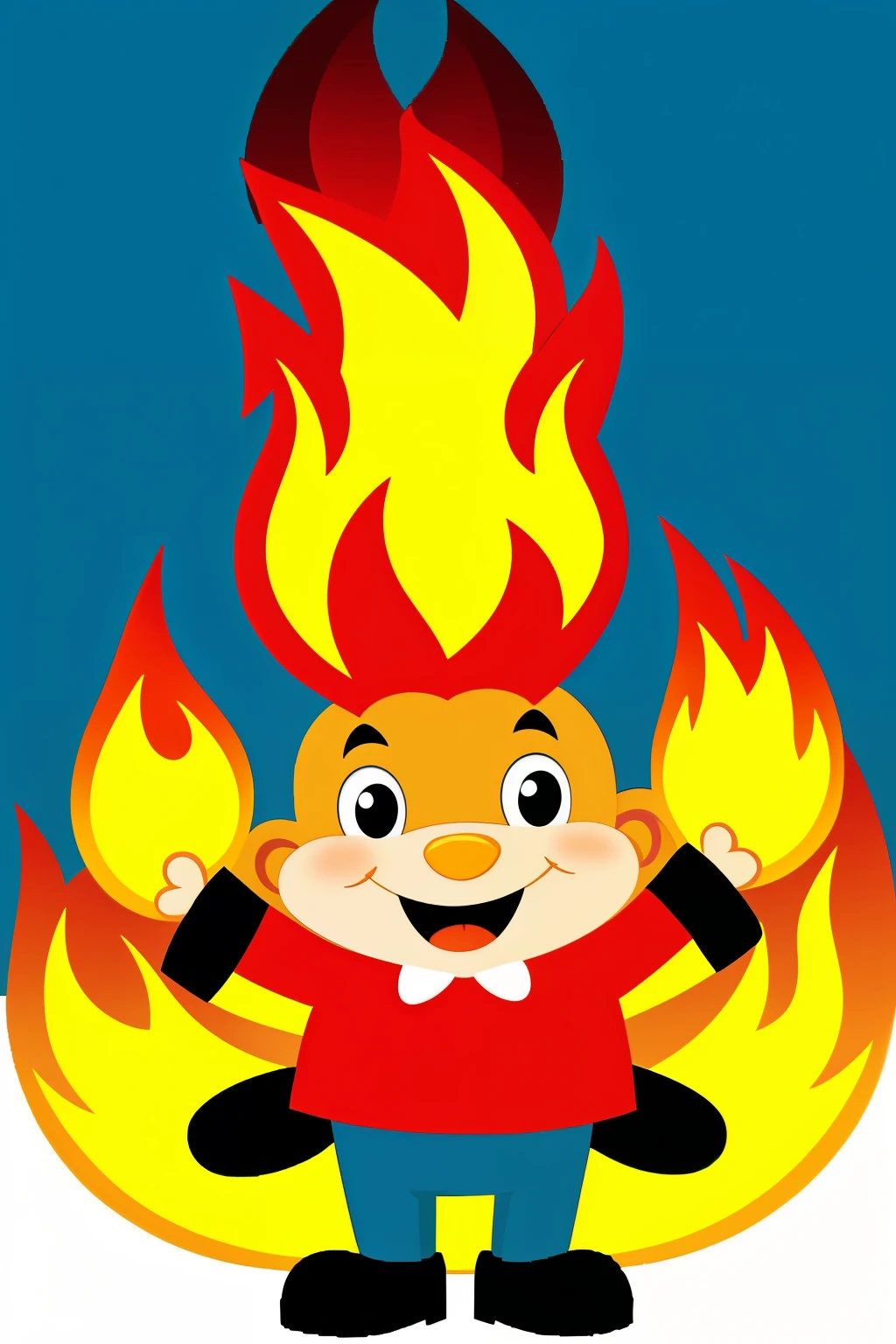 Cartoon mascot with fire head