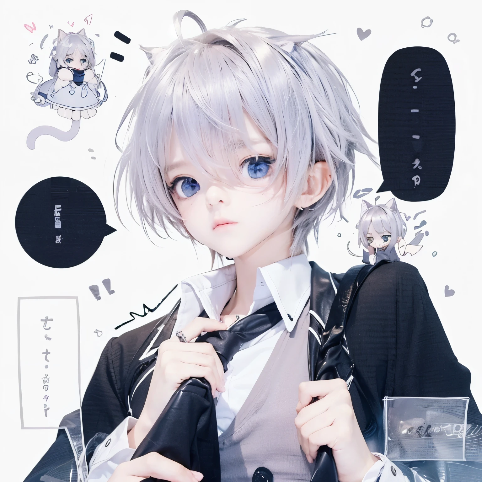 Cute little boy with cat ears,huge muscles all over the body,The muscle lines are very perfect,Muscles are clearly visible,Accidentally trapped in slime,Showing a frightened and shy look,