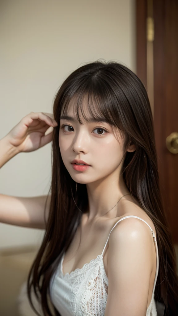 (8ก、RAW photos、Highest quality、Masterpiece:1.2)、(realistic、realistic:1.37)、girl&#39;Home、25 years old、number、midnight、moonlit night、On the rooftop of a building overlooking the village.、The moon lights up the night sky、Photon mapping、Radio City、dark brown hair、(full slang)、detailed face、detailed lips、Fine skin、Double eyelids、(Big breasts:1.4)、(See-through dress、open bust dress)、Very beautiful face、no panties、necklace、high heels、(Toes rattling)、perfect body、Glowing skin、Standinumberdel posture、Look sexy、Make eye contact with the camera