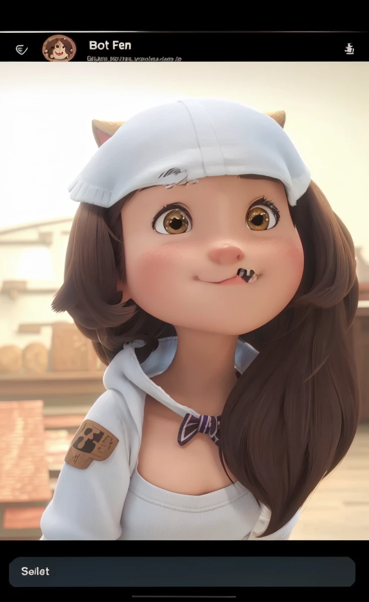 (best quality), 1girl, :D, confused, head tilt, inugami korone, brown hair, dog ears