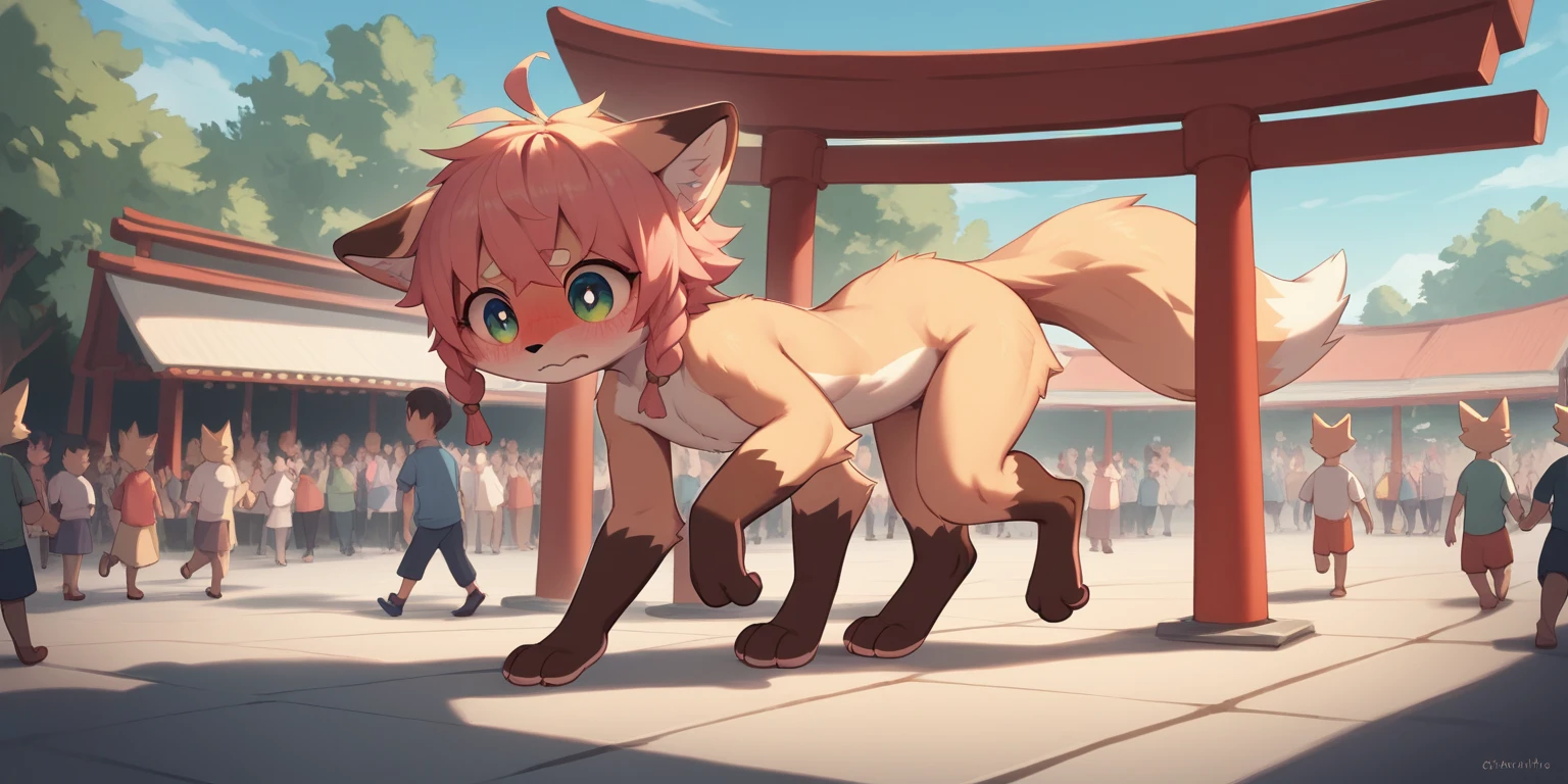 Dynamic Angle , Two shaggy white fox cubs ,Furry, low length , {ung shota Small dick},{1 yololi Pusine},Animal Pose,Realistic fur , Round face, Round eyes , Do not draw hair, At Inari Shrine ,{ Naked,Naked,Completely naked} View your viewers, Completely naked,Feeling embarrassed,Embarrassed expression, Embarrassing position,Spectators,hand between legs,3 fingers,3 toes,anatomically correct,flashing,public nudity,digitigrade,duo,fluffy fur,public indecency,In the crowd,Walking naked in the crowd,Walking through the crowd on all fours,quadruped,plantigrade {leg lift pee},