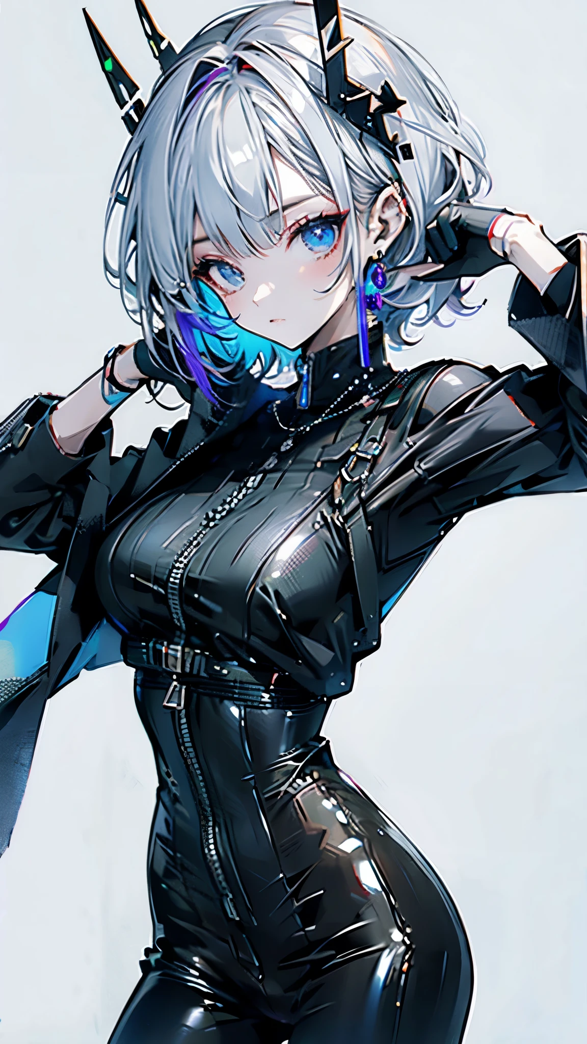 male people、A man with a beautiful face、angelicales、Cool and serious beautiful eyes、Beautiful youth、Gemstone Earrings、Male character design、punk fashion、Whole body design、short-haired、Middle division