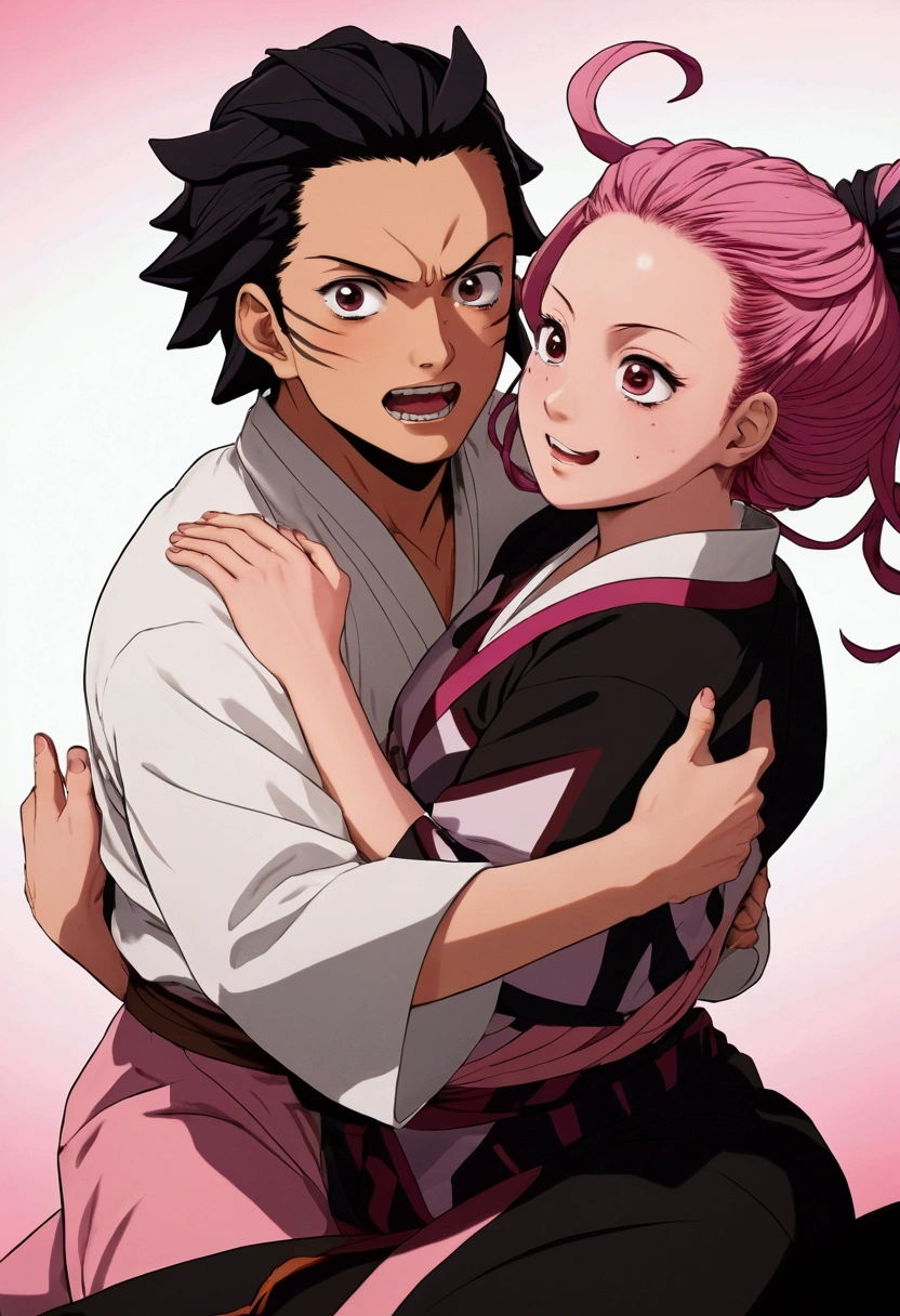 score_9, score_8_up, score_7_up, score_6_up, score_5_up, score_4_up,source_anime, BREAK uncensored, official art, official style,anime_screencap , anime coloring ,dbj , qqx, cch, [[zjw]] , 1girl ,Koubuin Yuuhi, blue hair , purple hair , high ponytail , blue eyes , (((rolling eyes))) , (((cry))) , (((tears))) , (((saliva))) , (((clenched teeth))) , kimono , sex from behind, 1girl, ass , doggystyle, torso grab, motion lines, motion blur  ,rough sex , rape , 1boy, (((Dark-skinned man))) , (((Muscular man))), (((ugly man))) , (((Size difference))) , father and daughter