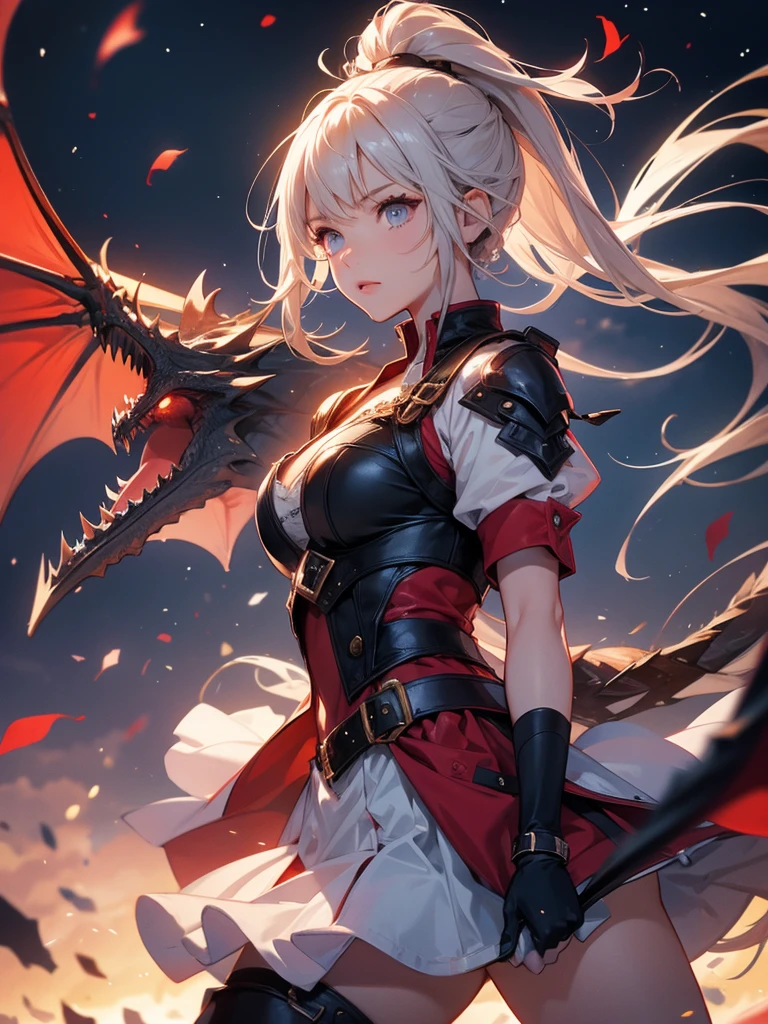 Image of a girl fighting against a dragon 