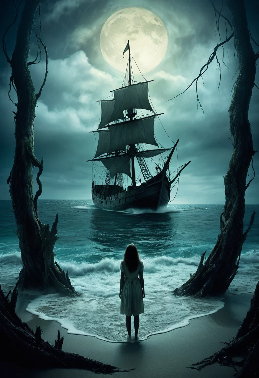 Make a dreamy mysterious horror style image symbolizing being cast away, neglection, symbolic