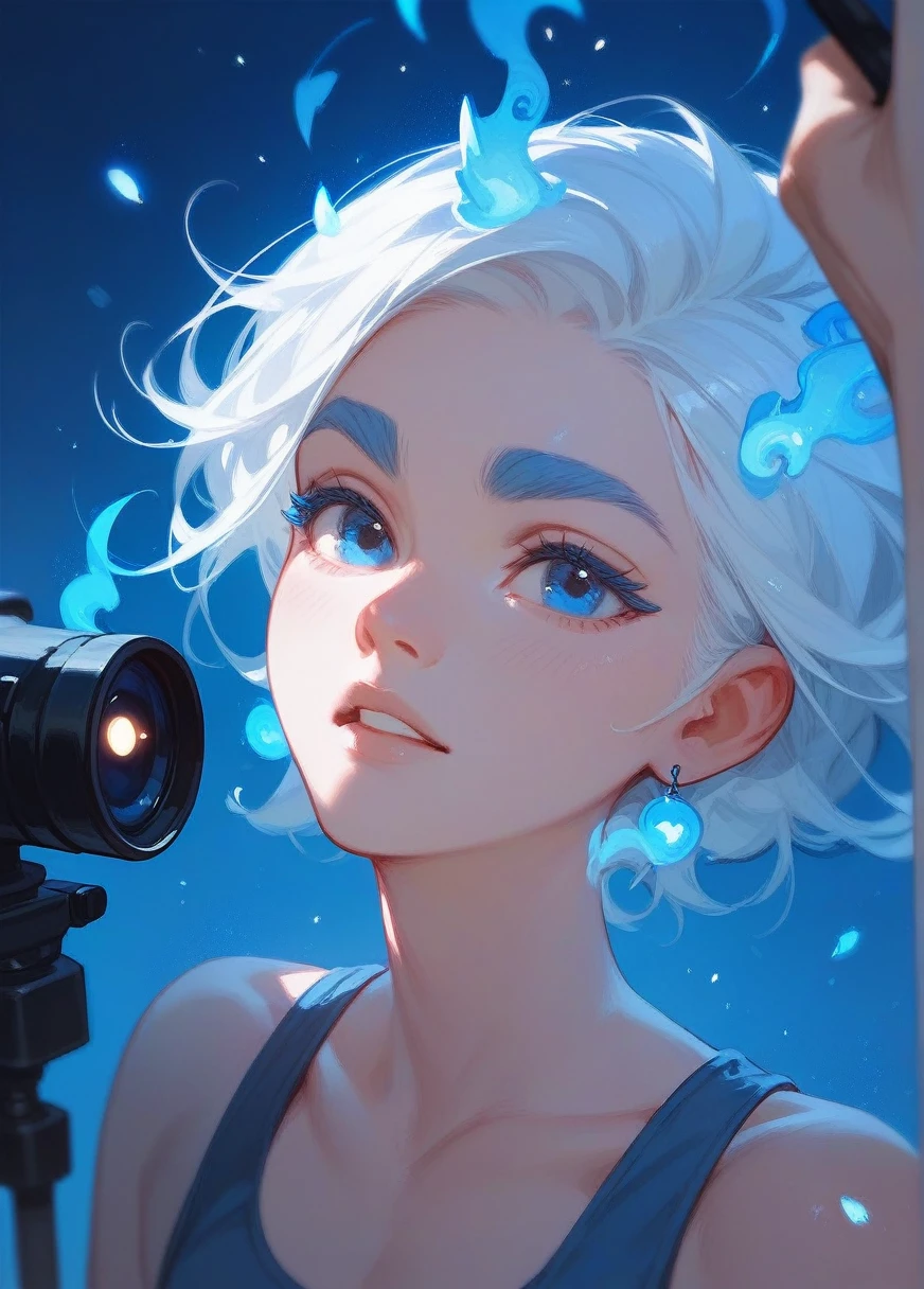 n the world of magic, there was a man with white hair, blue eyes, blue eyebrows, and blue eyelashes, casting white magic.