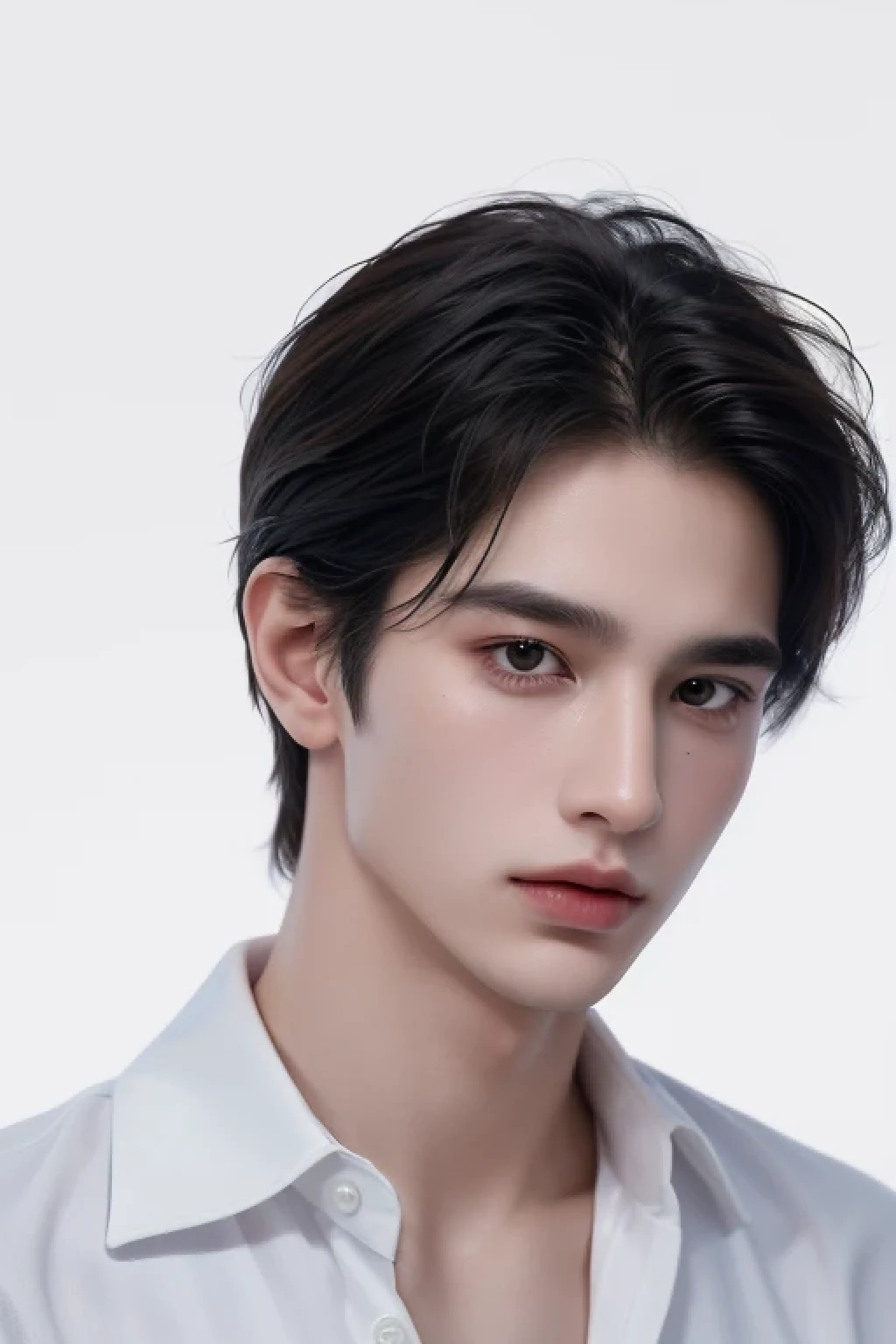 ((best quality, 8k, masterpiece: 1.3)), White background、Handsome boy in street fashion:1.5, 20 years old、bad boy、 A well-groomed face, black hair color、thin face,（White skin:1.5）、whole body、beckoning、black eye、Very handsome、Extra-fine face, handsome nose, small eyes and face, beautiful lighting, high resolution, detailed mouth, laugh, whole body: 1.5, perfect body、super slim，medium hair、oversized clothes、