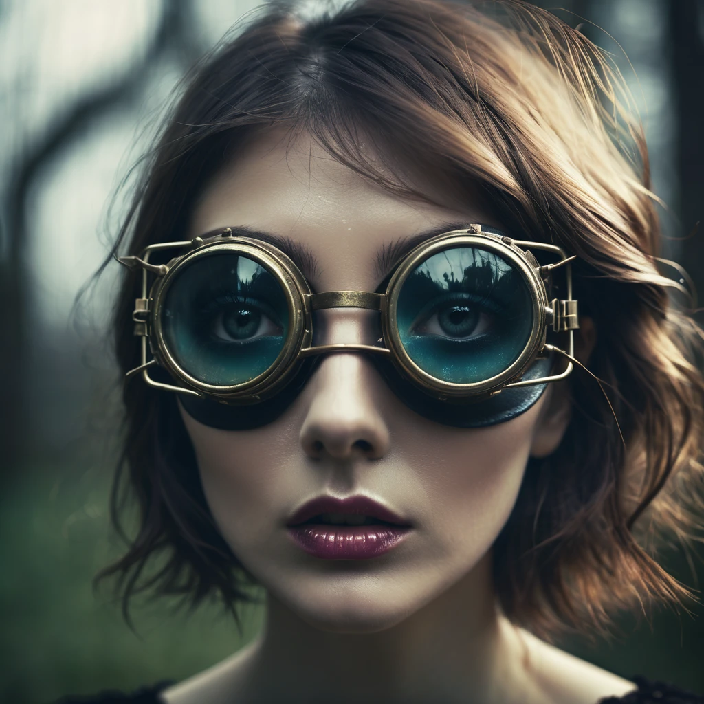 Make a dreamy mysterious horror style image symbolizing having blinders for your eyes, neglection, abandon, decay, symbolic