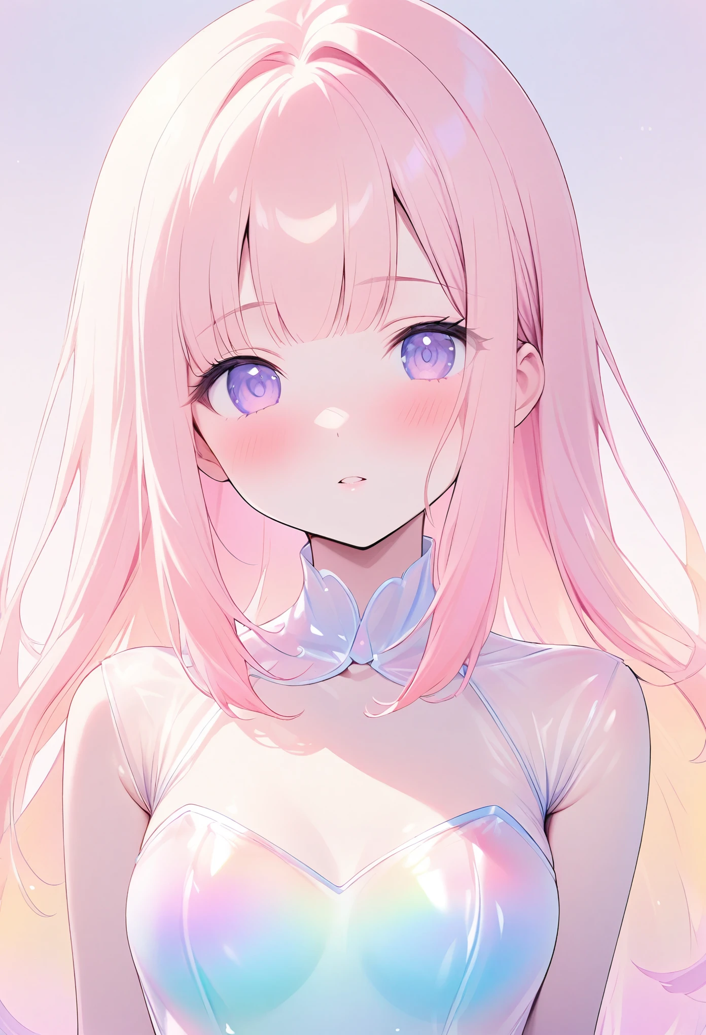 Chest, Straight Hair,Upper Body,Transparent clothes,Intimate clothing、Simple style princess dress,female beauty,((Nude:1.3)), Light red and light black,close up,pastel gradients