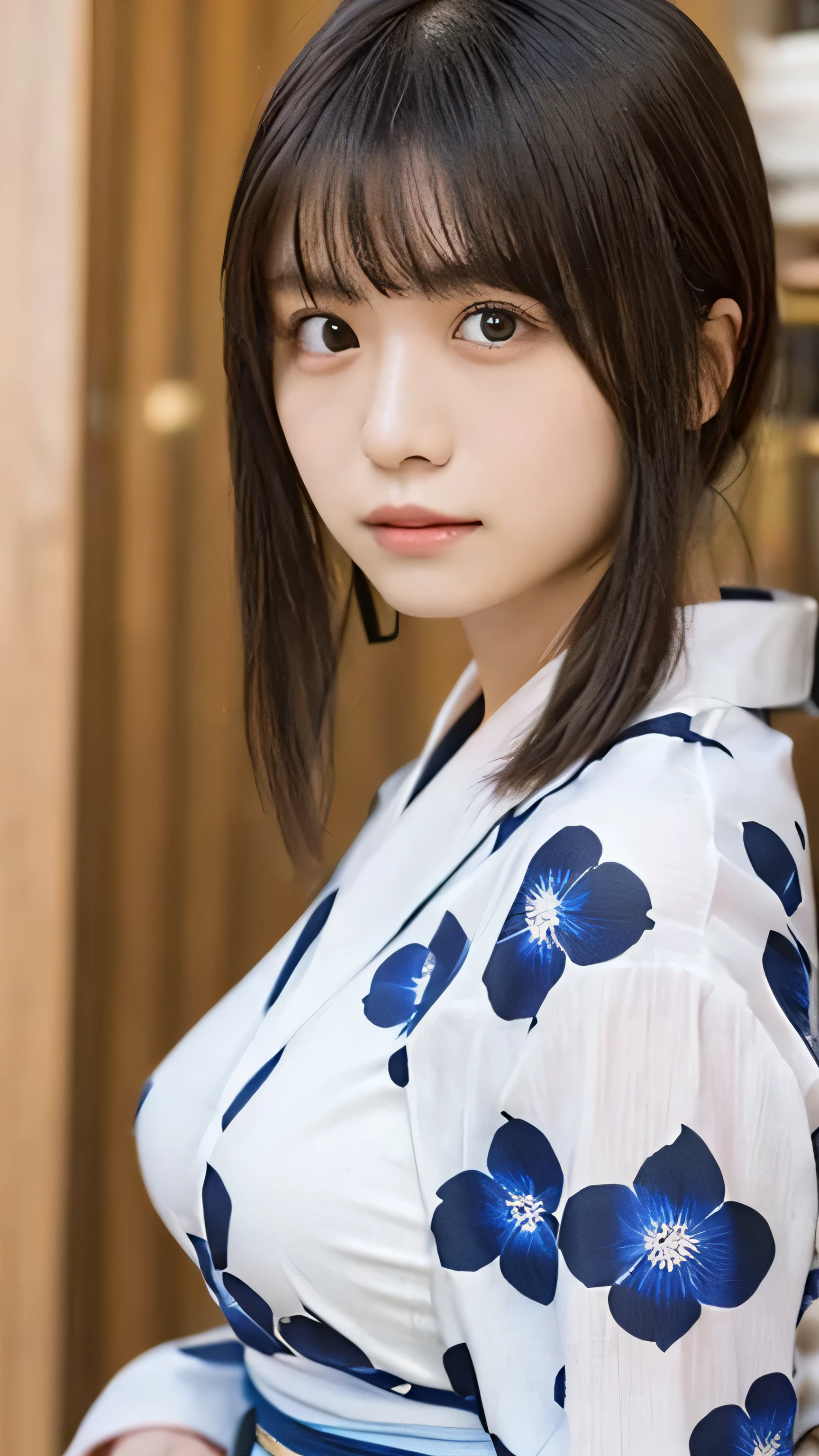 One Girl, (Beautiful girl, Delicate girl:1.3), (:1.3),
break, (yukata, Japan national costume:1.2),
break, (Glass vase, Hydrangea:1.2),
break, Very beautiful eyes, (Symmetrical eyes:1.3),
break, (Big Breasts:1.1), Brown eyes, Parted bangs, Brown bob cut hair,
break, (Eye and facial details:1.0),
break, (masterpiece, Highest quality, Super detailed, Detailed face, 8k)