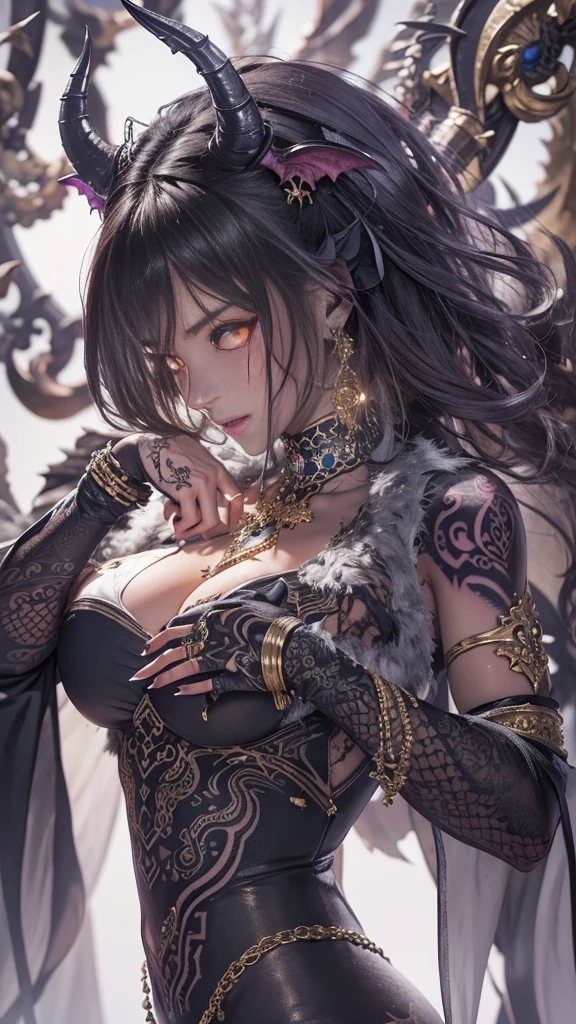 (32K:1.5, Dark fantasy:1.5, Highest quality, masterpiece, Ultra-high resolution), Perfect dynamic composition:1.5, chaos, darkness, Demon World:1.5, (Detailed tattoos on the whole body:1.5, wearing exquisite jewelry:1.5), Very detailedな肌と顔の質感:1.3, Very accurate, Very detailed, (Cute and sexy succubus demon with big wings:1.3, Incredibly slim body:1.3, beautifully、beautiful:1.3), Prisoner, slave, Horn, Fair skin, Sensual posture, (How to dress properly in badly torn clothing:1.3), Mid-chest, Don&#39;t show areola, (Big eyes that exude beautiful eroticism:0.4, Her facial expression when she felt intense caressing:1.0, Open your mouth a little, lipstick, Feel the beautiful eroticism:0.9, Too sexy and cute:0.9, charm的な:0.9), ((torture:1.5, Lots of chains:1.6, Countless chains tangled in clothes:1.6, Chain your right arm:1.5, Chain the left arm:1.5, The right leg is bound with a shackle and chain:1.5, The left leg is bound with a shackle and chain:1.5)), (((An immeasurable amount of fluid flows through the body.:1.5))), Super long blonde curly hair, Earrings, necklace, bracelet, romantic, mysterious, elegant, Object of admiration, original, dramatic, artistic, Innovative, charm, Heartful, Fancy, sense of openness, sense of cleanliness, special, exciting, Extreme, Tilt, sense of loss, sorrow, sorrowの表現, (((大人のcharm, 女性的なcharm)))