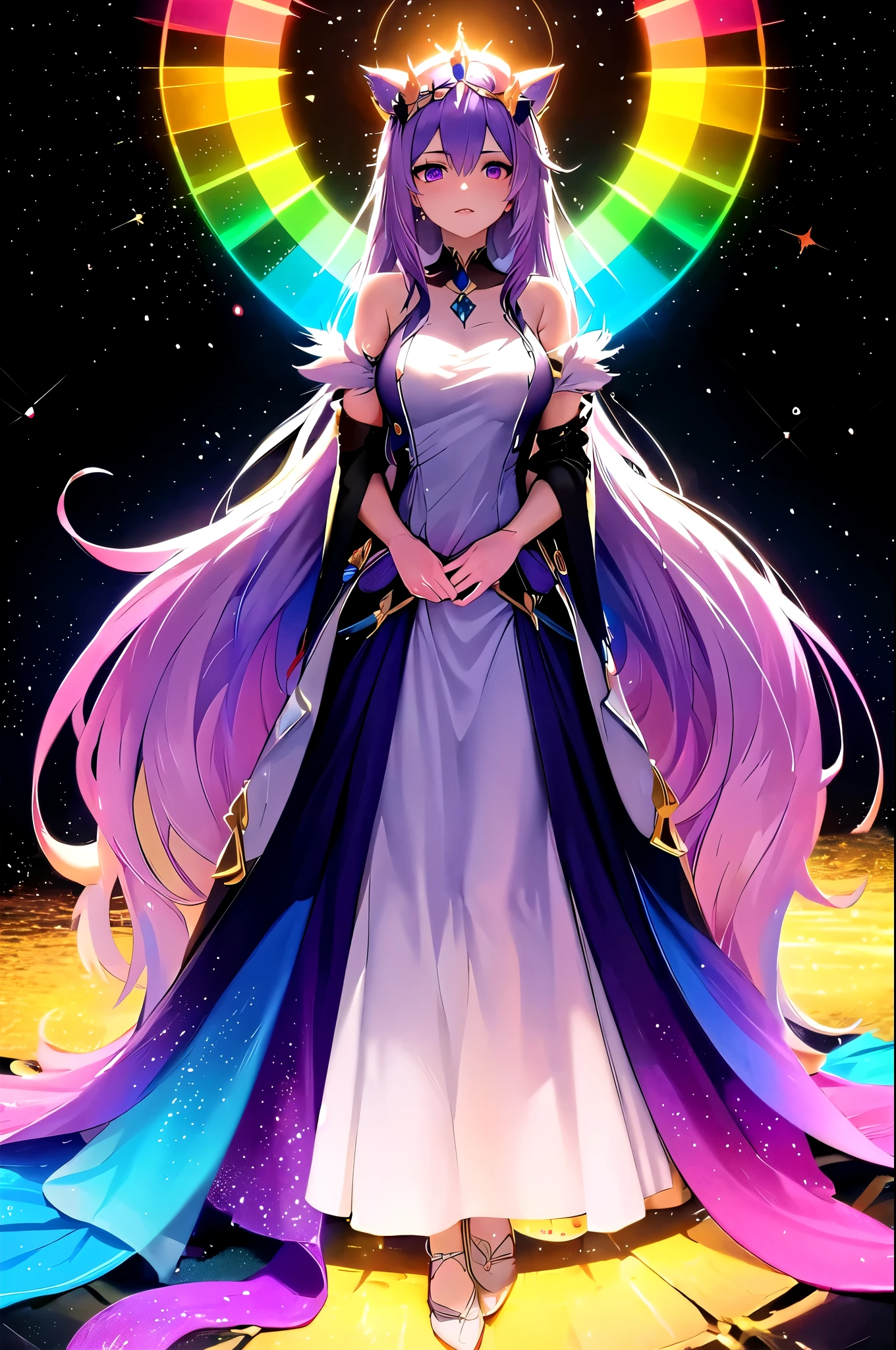 ((best quality)), ((masterpiece)), (detailed), beautiful and detailed rainbow crystal ground, ethereal and beautiful crystal path detail