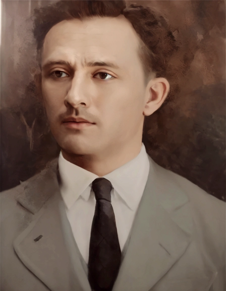 arafed portrait of a man in a suit and tie, a colorized photo, colorized photo