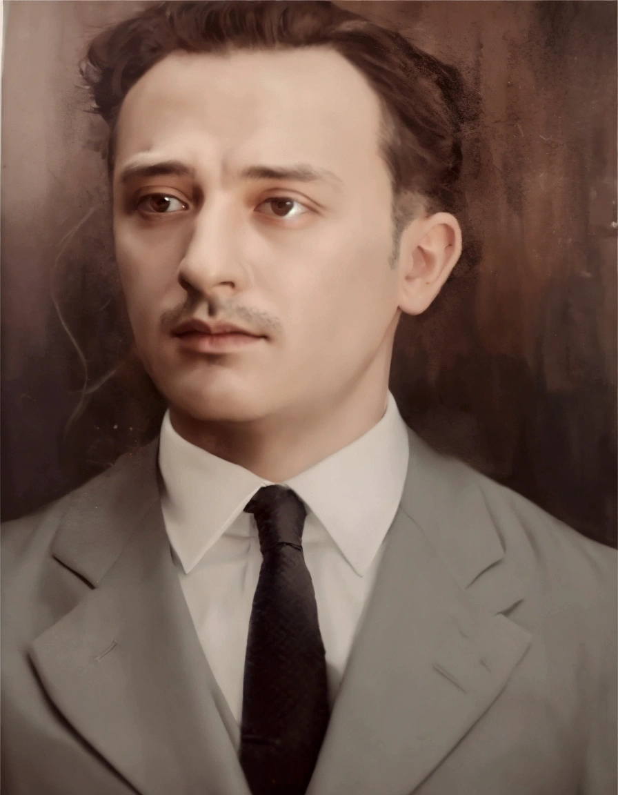 arafed portrait of a man in a suit and tie, a colorized photo, colorized photo