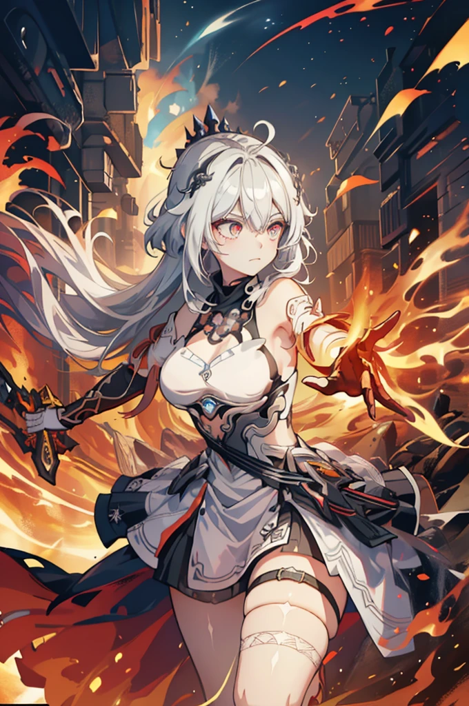 1 girl, Kiana, is a fiery and fierce warrior, known for her striking appearance and unmatched combat skills. She is often surrounded by a fiery aura, reflecting her inner intensity and passion. With her trusty sword and shield, she charges into battle, leaving a trail of flames in her wake. As a guardian of the realm, she wields the power of flame and light, illuminating the path for those she protects. Though her fierce exterior may intimidate, her kind heart and unyielding dedication to justice inspire loyalty and respect from her allies.
