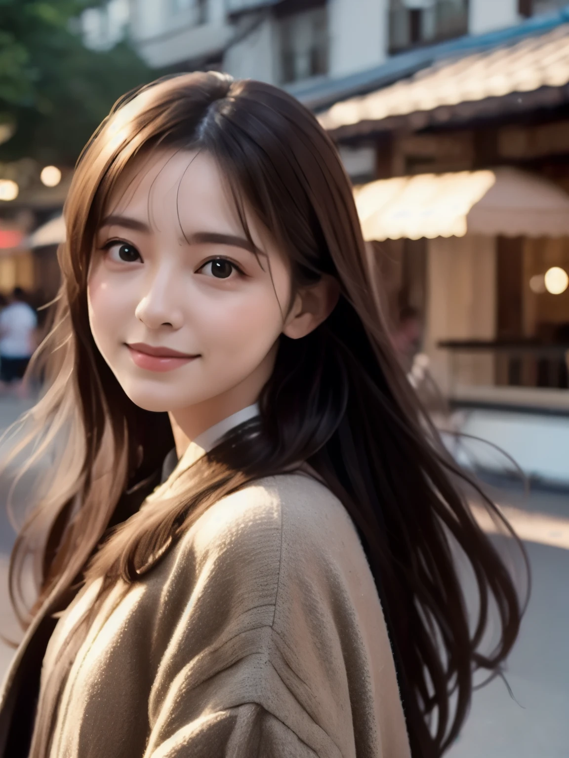 ((highest quality, 8k, masterpiece: 1.3)), sharp: 1.2, Perfect body beauty: 1.4,pretty girl,Light brown long hair,(((Woman straddling a coat))),Slender body,Highly detailed face and skin texture,Beautiful Eyes, double eyelid,((Full Body Shot)),Natural light,smile