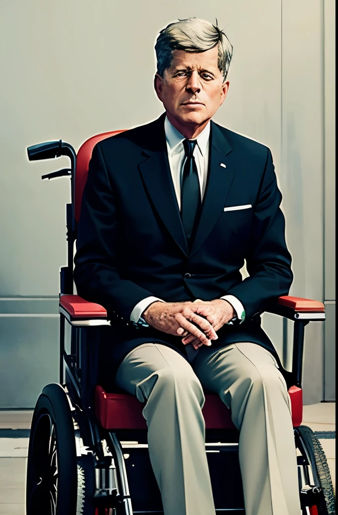 John Fitzgerald Kennedy very old in electric wheelchair
