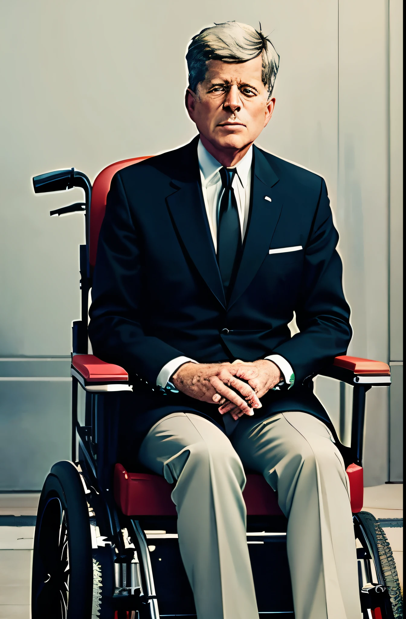 John Fitzgerald Kennedy very old in electric wheelchair