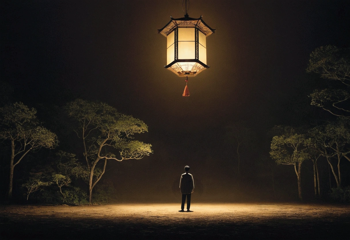 background image、darkness、Thick Fog、A large square in front of the screen、Junji Ito、Stage tower、Lantern