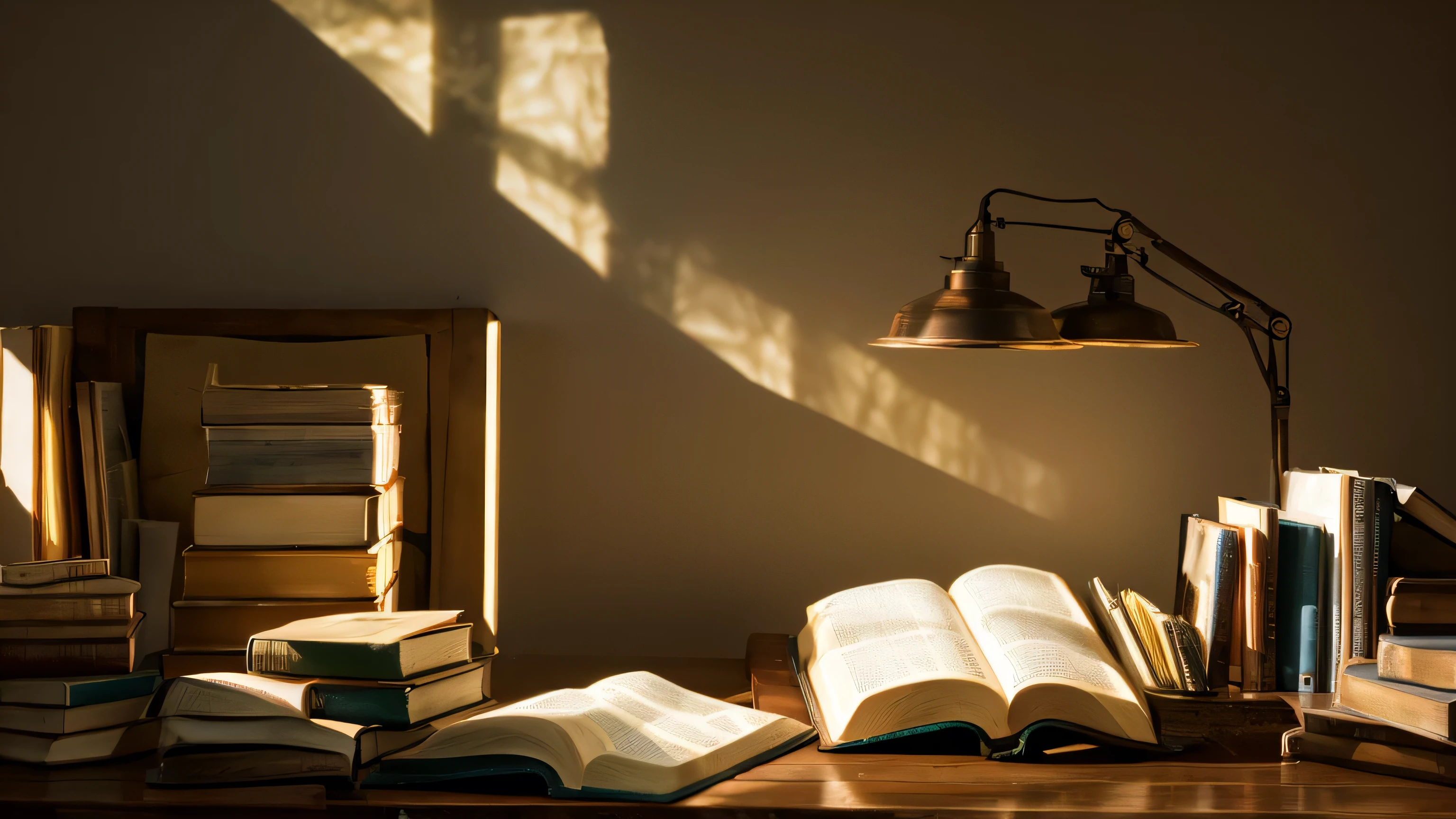 open bible、machine、Study、lots of books、Subdued Light、high resolution、