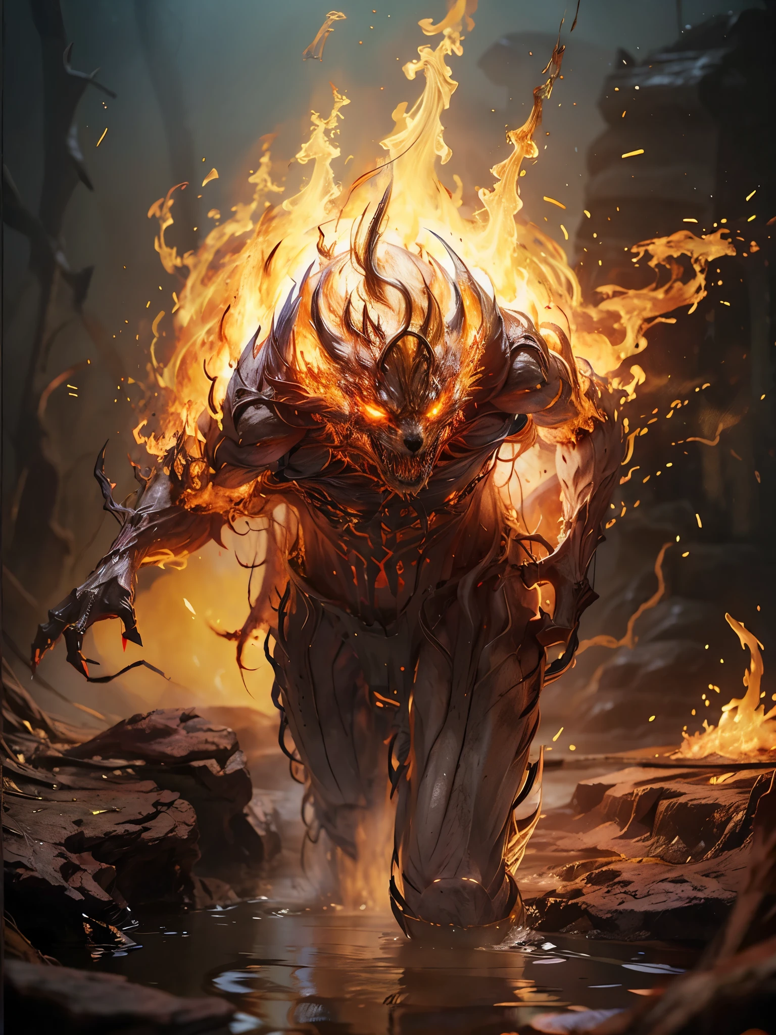elemental burning wolf head