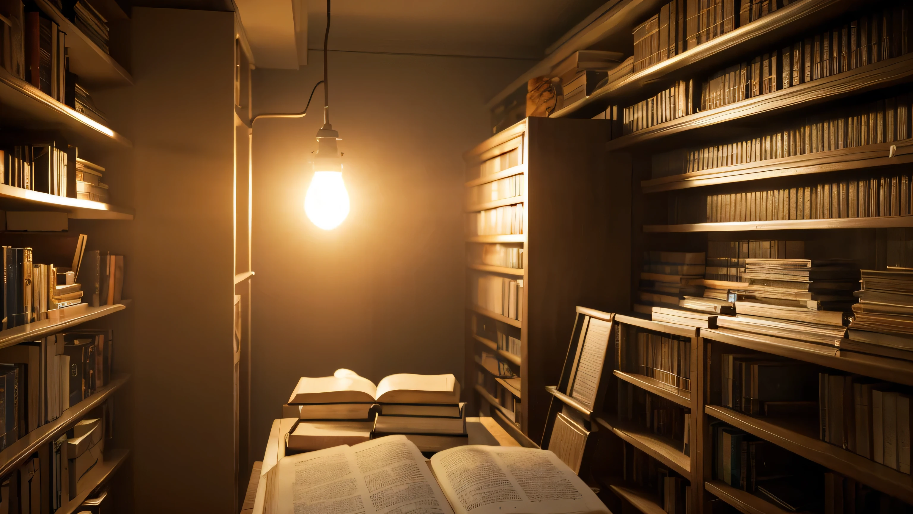 open bible、machine、Study、lots of books、Subdued Light、high resolution、