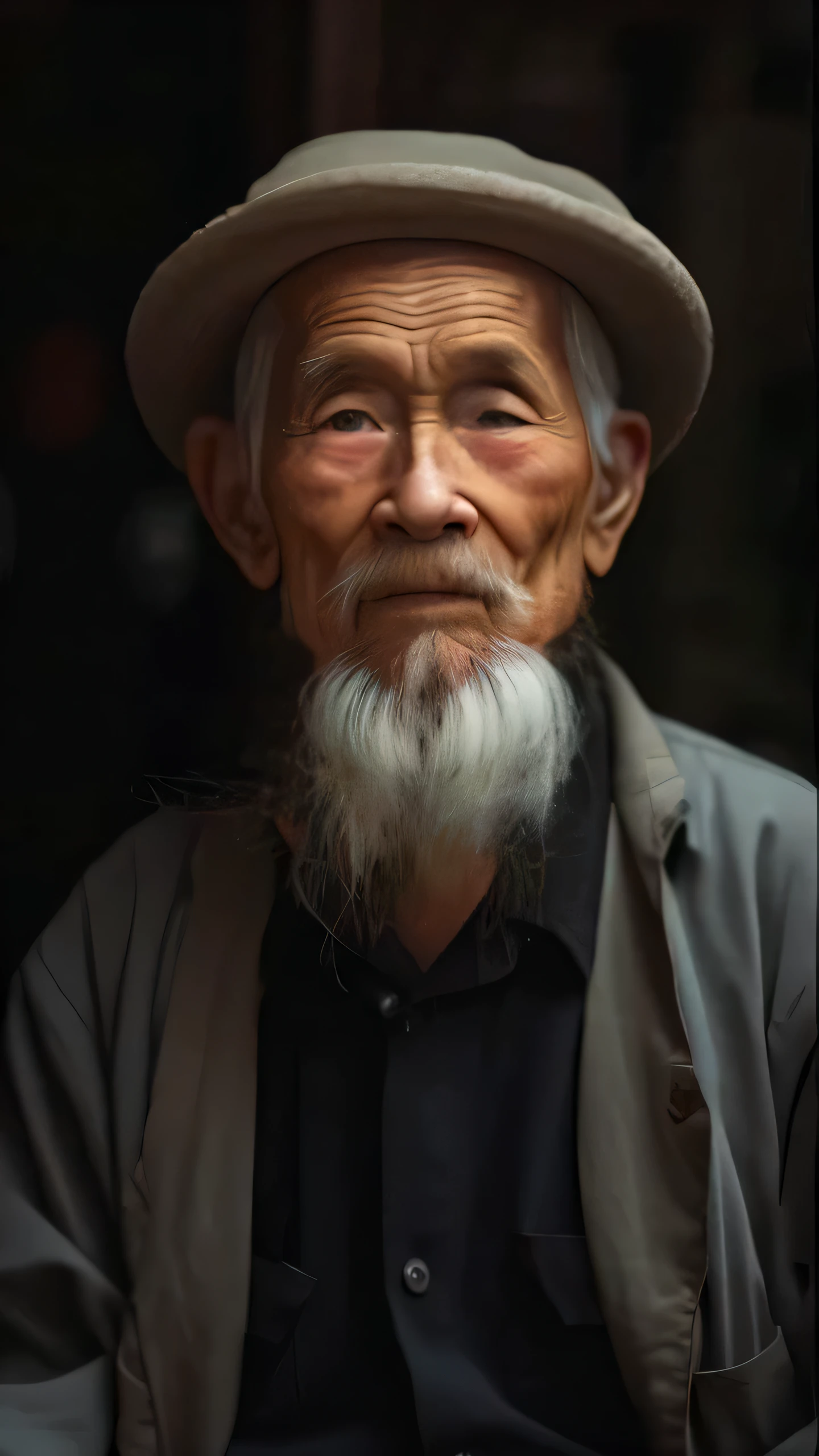 The one with the beard、Arfield man in hat sitting in doorway, An the elder, the elder portrait, Wise the elder, the elder, portrait photo of an the elder, a the elder, elder