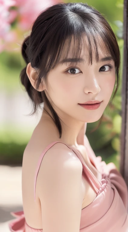 ((Highest quality, 8k, masterpiece :1.3)), (Realistic, Photorealistic:1.4), Sharp focus：1.2, 
Bright colors, Professional level, Shallow depth of field, 
20-year-old, 1 person, A beautiful face with intelligence, 
Flexible body :1.3, Model body type:1.5, 頭w:1.4, Perfect Style：1.4, 
Narrow shoulders, Beautiful clavicle, Long, slender legs, The beauty of slim abs :1.2, Narrow waist :1.2, 
Highly detailed skin, Fair skin, Glowing Skin, 
Highly detailed face, Slim face contour, Beautiful small face, Beautiful nose, 
Very fine eye, Long, narrow eyes, Brown eyes, double eyelid, Beautiful thin eyebrows, fine long eyelashes, 
Highly detailed lips, Fuller lips, Glossy pink lips, Blushing, Beautiful Teeth, 
Beautiful actress&#39;Fatigue Make-up, Pink lipstick, (necklace, Earrings), 
Milk grey hair, Delicate and soft hair, 
(Put your hair up, short hair, ponytail:1.2), Layered Cut, (Blunt bangs:1.2), 
(Dress in the latest fashions:1.2), 
A kind smile, Mouth half open, A dreamy look, Looking into the camera, 
Dynamic Lighting, ((Hasselblad Photos)), 

(She is lying on her back in a sexy pose:1.3), 
(Perfect breast shape, B cup:1.2), Small pale pink areola.,  
(She has a cute plump ass, My thighs are dazzling), 
(View from the front, Focus on the nipples, Full body portrait:1.5), 