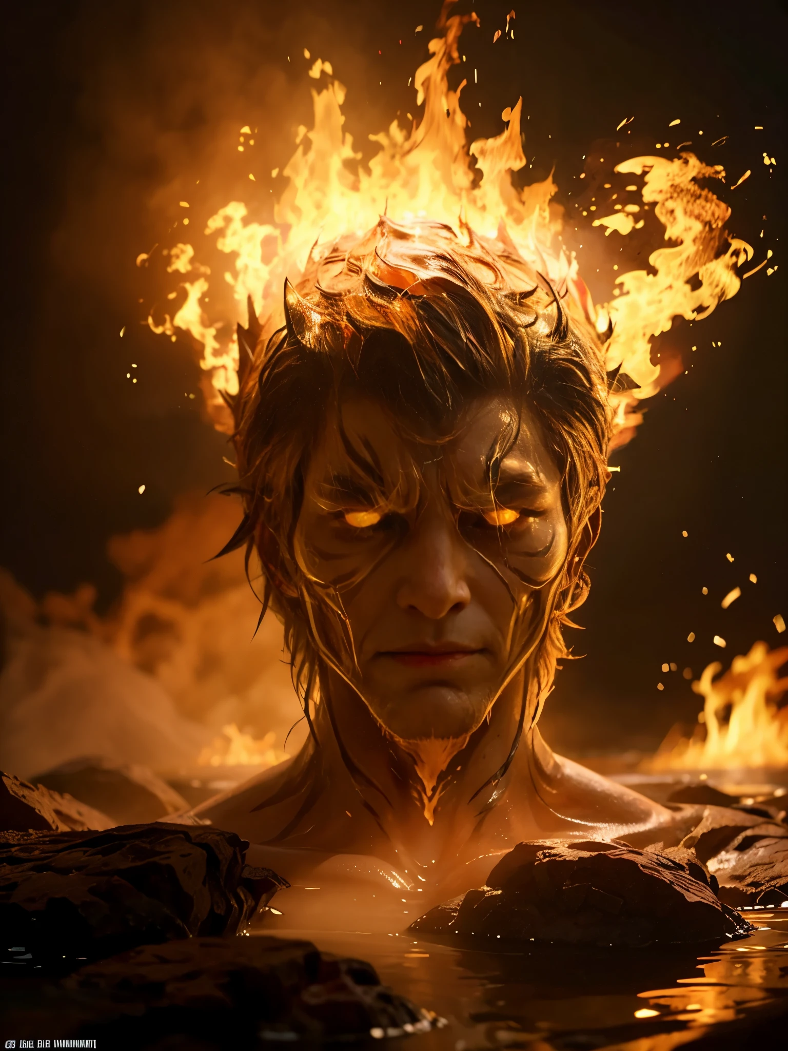 elemental burning tiger head, Human expression