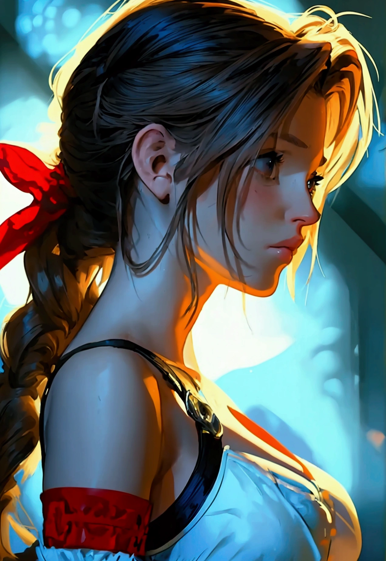 Beautiful girl, perfect cartoon artwork, stylized cartoon, Adam Hughes art, highest quality highest detail, Erotic art, flat colour background:1.5, ((Aerith gainsborough)) nsfw, ((nude)) Sexualized:1.0, ((white outline:1.0))