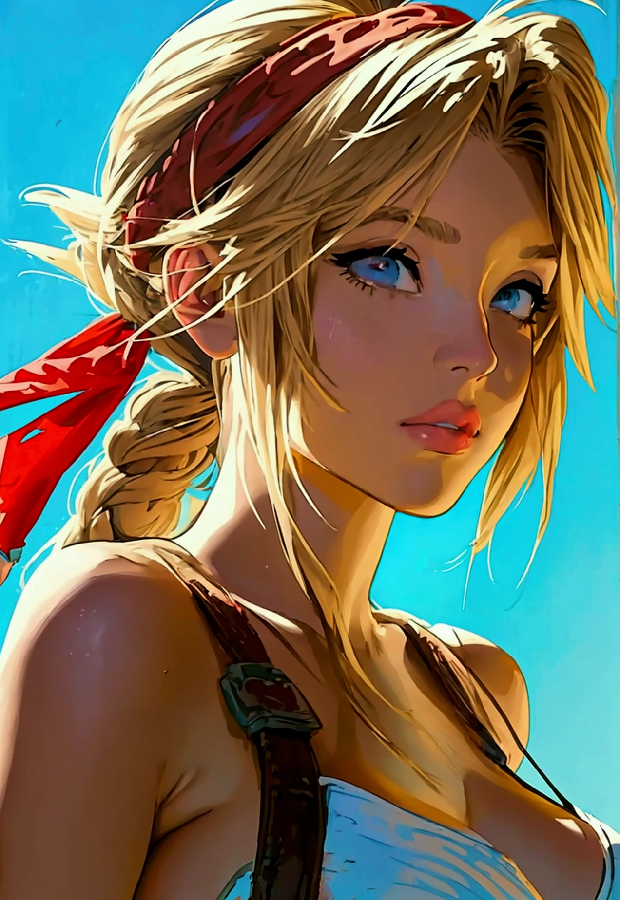 Beautiful girl, perfect cartoon artwork, stylized cartoon, Adam Hughes art, highest quality highest detail, Erotic art, flat colour background:1.5, ((Aerith gainsborough)) nsfw, ((nude)) Sexualized:1.0, ((white outline:1.0))