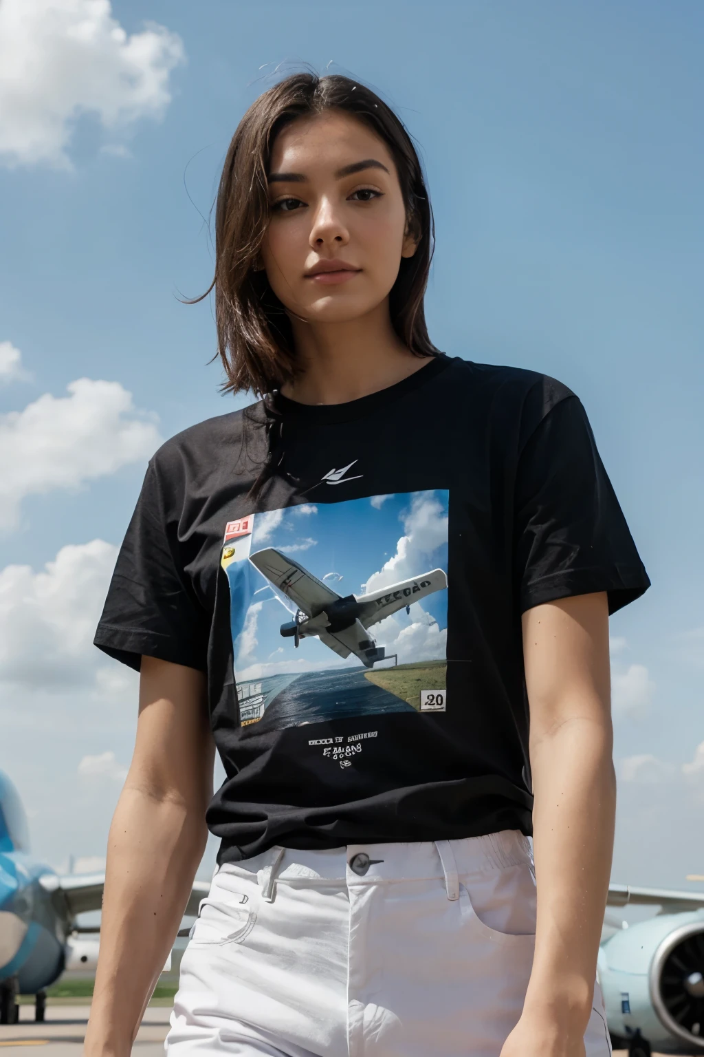 A plane printed on t-shirt 