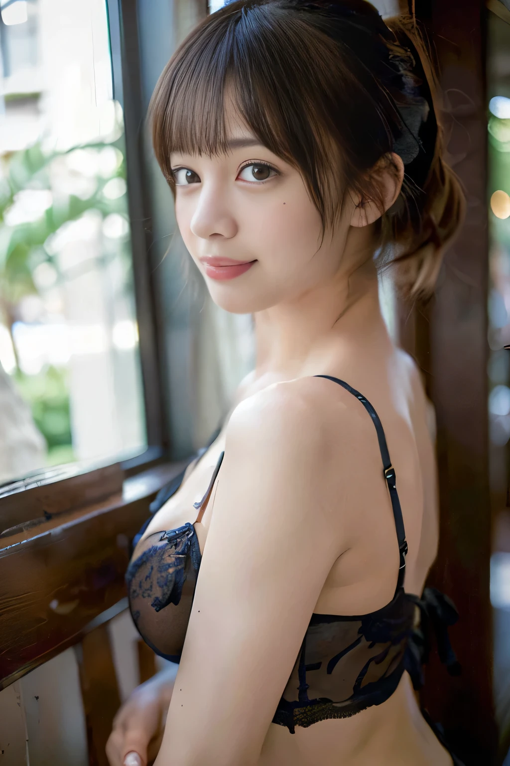 (Best Quality, 8K, hight resolution, masutepiece:1.5), Ultra-detailed, (Realistic ,Photorealistic ,Photorealsitic:1.8), 1girl in, (Perfect body :1.8), Ultra-detailed face, Detailed lips, Detailed eyes, Sexy double eyelids, Beautiful detailed eyes, Beautiful detailed lips, sexy flirty pose, Hi-Res, Cinematic Angle, Professional Lighting, top-quality, Shy laughter, South Island, Waikiki, indoors, (Large Breasts:1.8), (Slim Body:1.5), (Cute See-through lingerie:1.8), (18years old:1.8), (underboob:1.5), (sideboob:1.5),