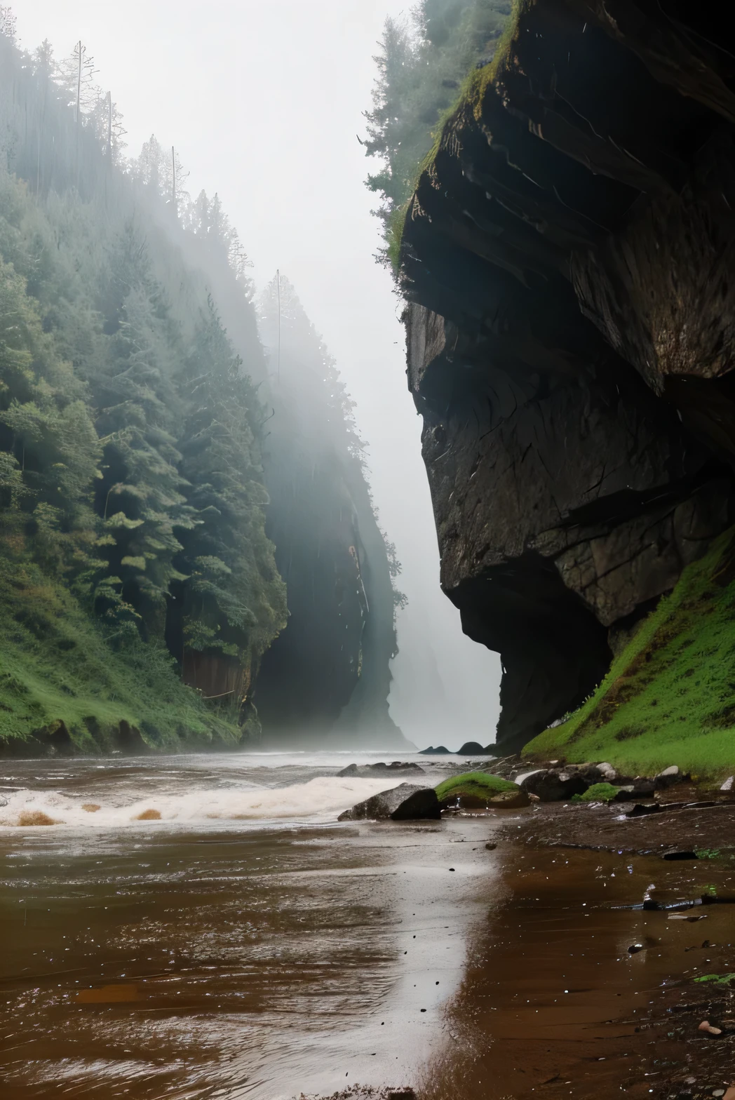 Beautiful scenery nature with heavy rain