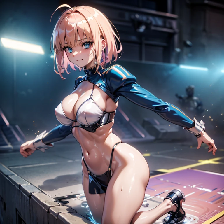 ((Highest quality)), ((masterpiece)), (detailed:1.4), 3d, detailedな筋肉のリアルなmasterpieceを持つカメラを見ている美しいサイバネティックガール, Beautiful cyberpunk woman image,High resolution (High Dynamic Range),Ray Tracing,NVIDIA,Super Resolution,Unreal 5,Scattered beneath the surface,PBR Texturing,Post-processing,Maximum clarity and sharpness,Multilayer Texture,Albedo and Specular Maps,Surface Shading,Accurate simulation of light-matter interactions,Perfect Proportions,Octane Rendering,Two-tone lighting,wide aperture,Low ISO,White balance,Three-part method,8K RAW, Active Pause, Action pose, Gold Parts, fringe, Short-haired, coastal,(A faint smile),(Background is Moon:1.1)(From below),masterpiece,8k,Silicone Skin, ((In-focus photo)), ((Focused photos)), ((People are not blurred)), 4K,Silver Hair、Attractions、A beautiful high-contrast iridescent bikini、Subduction into liquid metal、sprawl、Shiny silver bed、trembling,Sweat,Sweatの滴,Heart symbol,(Neon glowing skin、Pink and blue light source、Skin glowing with black light),huge , ((Heavy breathing:1.3)), , Little devil smile, From belowのアングル、、throw、((夜のPool Example、Pool Example、Illuminated by neon and black lights)))、Dancing、Two perfect hands、Perfect Five Fingers、Supple Hands、Flexible fingers、Perfect Arms、Perfect legs、Flexible arms、Flexible legs、